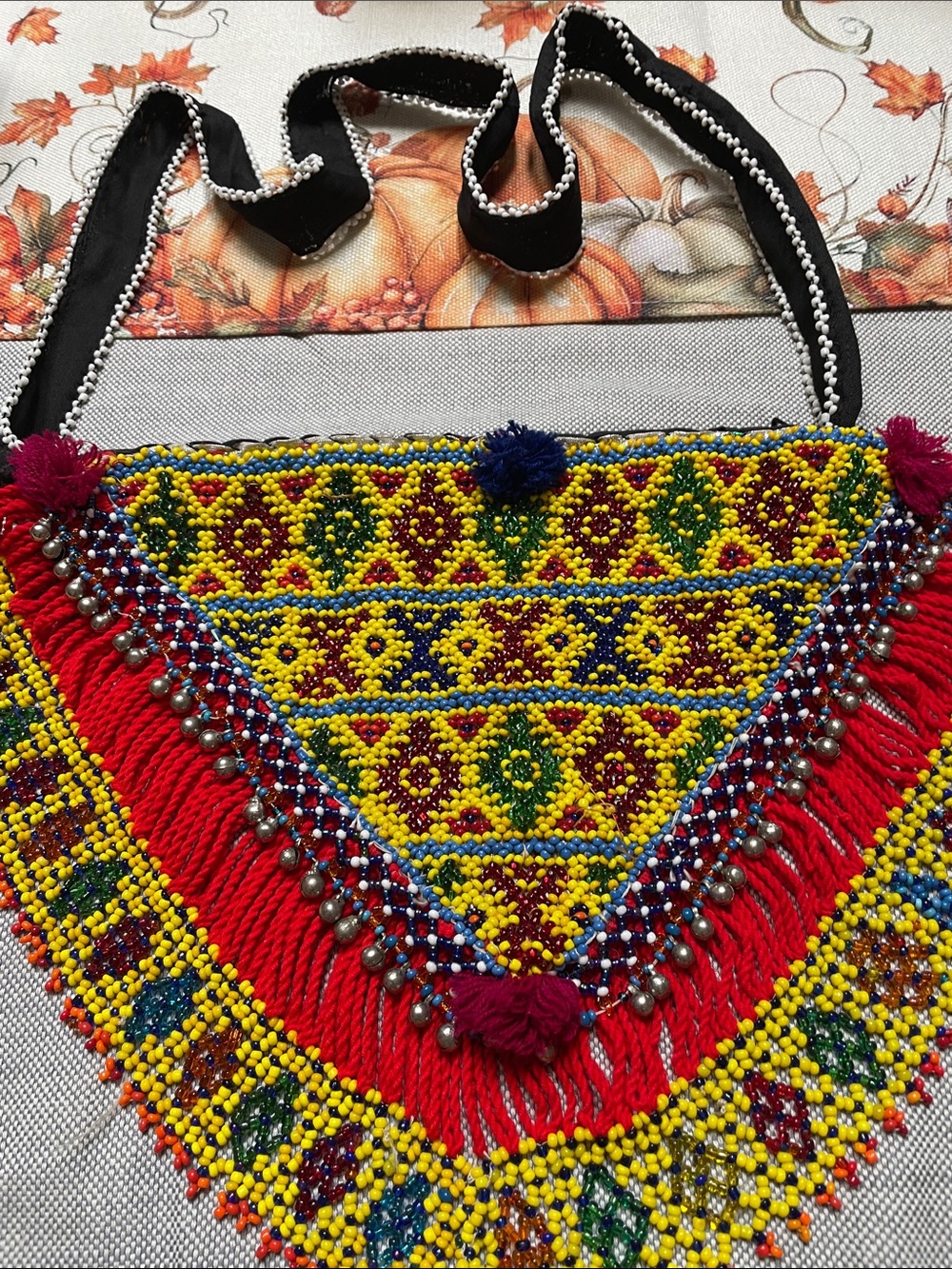 Handmade Beaded Tribal Bag, Multicolor